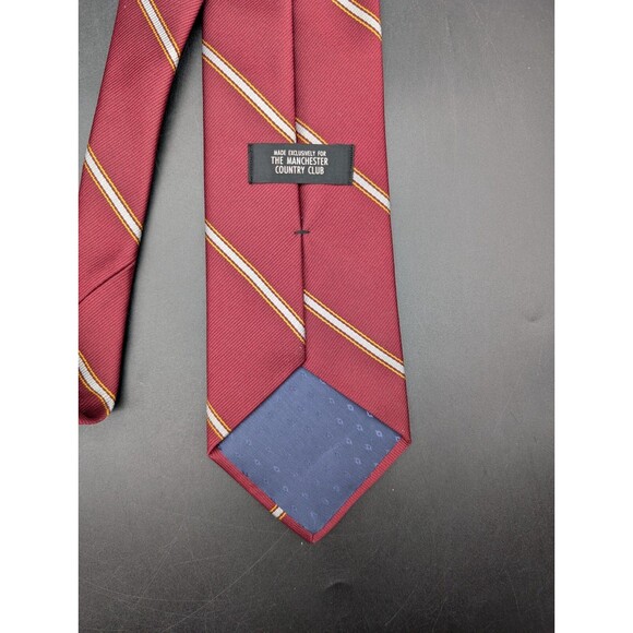 Vintage Manchester Country Club Tie Red Stripe MCC NH New Hampshire EST 1923 - Picture 2 of 4